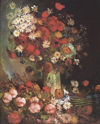 Vincent Van Gogh Vase wtih Poppies,Cornflowers,Peonies and Chrysanthemums (nn04) Norge oil painting art